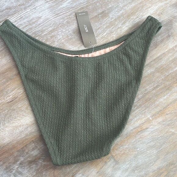 J Crew textured cheeky curved waist bikini bottom size XXS new - Picture 2 of 4